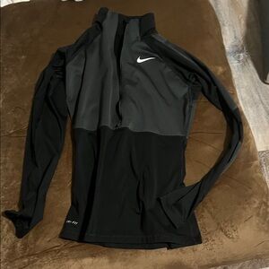 Nike Black and Dark Gray Half-Zip Performance Top